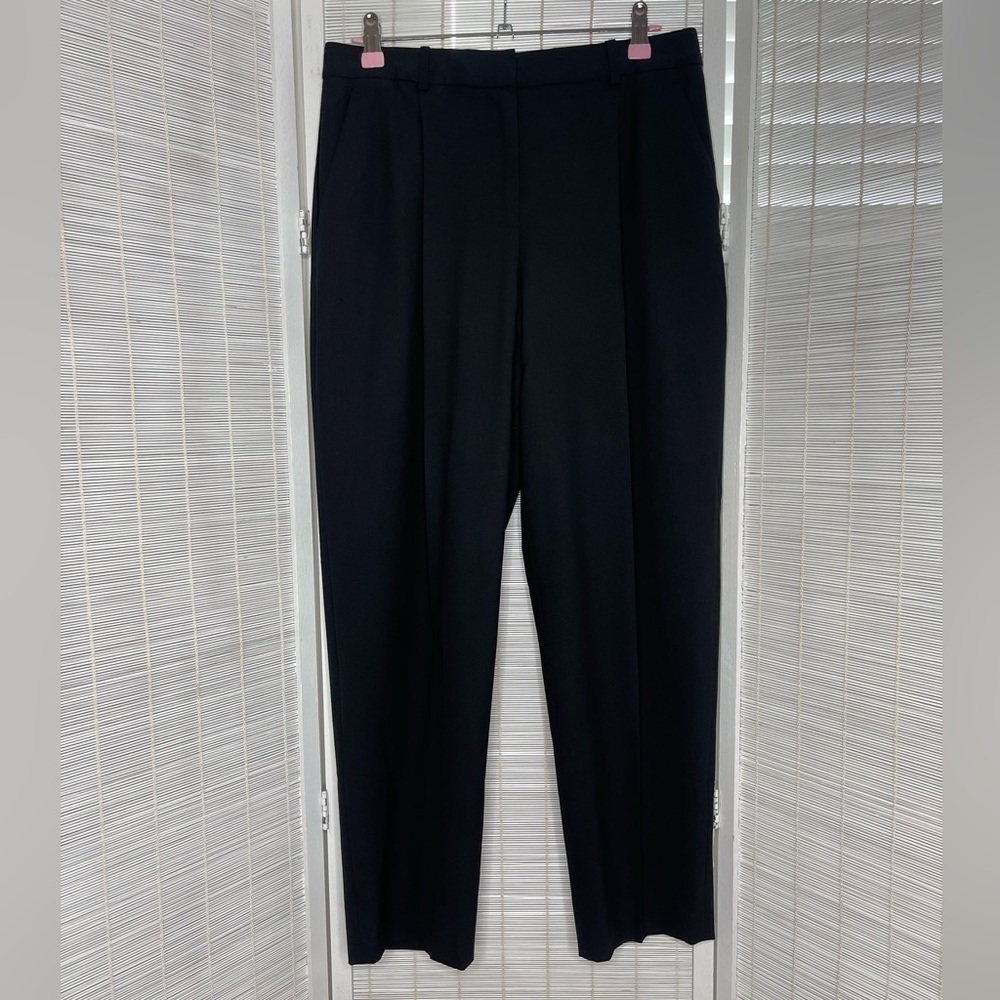 Diane von Furstenberg Pants Wool Blend Black Pleated High Rise Pockets Size 6